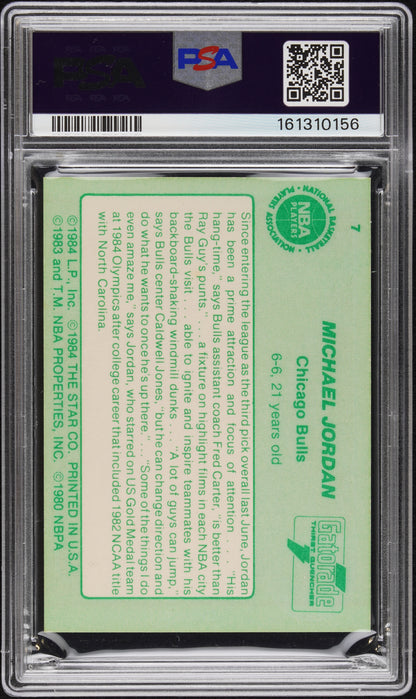 1984-85 Star Gatorade #7 Michael Jordan Bulls PSA 6 Well Centered