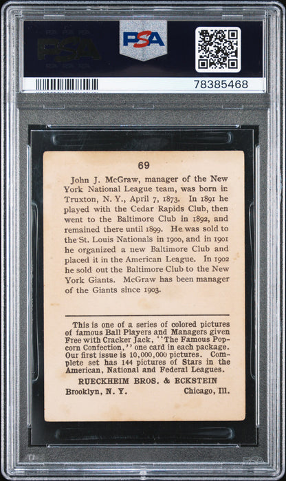 1914 Cracker Jack #69 John McGraw New York PSA 3