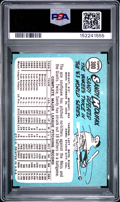1965 Topps #300 Sandy Koufax Dodgers PSA 7