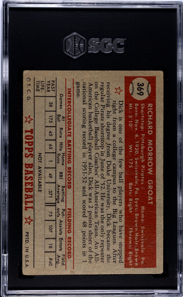 1952 Topps #369 Dick Groat Pirates SGC 1.5