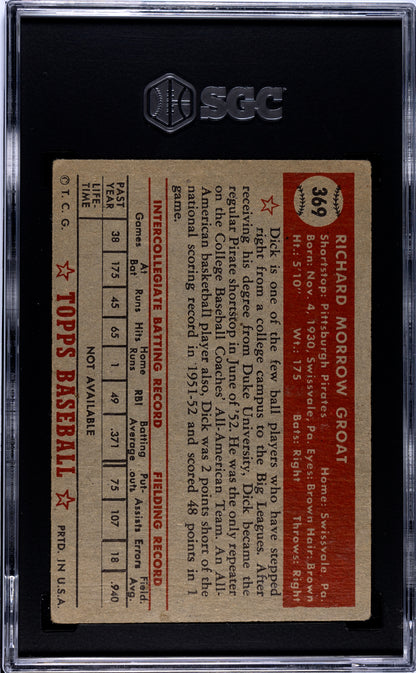 1952 Topps #369 Dick Groat Pirates SGC 1.5