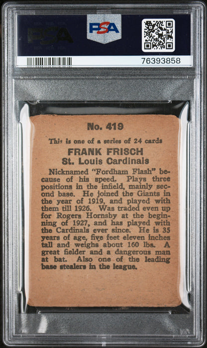 1933 Eclipse Import #419 Frank Frisch Cardinals PSA 1