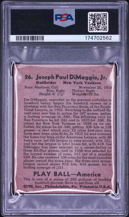 1939 Play Ball #26 Joe Dimaggio Yankees PSA 2