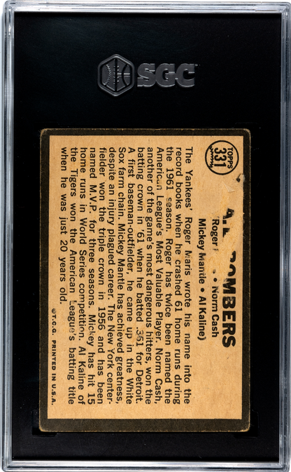 1964 Topps Venezuelan #331 A. L. Bombers with Mickey Mantle SGC 1