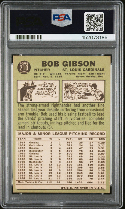 1967 Topps #210 Bob Gibson Cardinals PSA 7