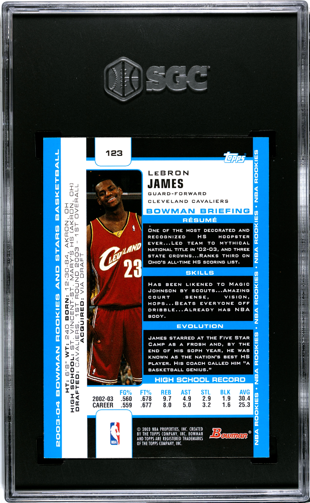2003 Bowman Rookie & Stars #123 LeBron James Rookie SGC 8.5 Well Centered