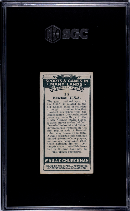 1929 Churchman's Cigarettes #25 USA Baseball Babe Ruth SGC 4.5 Well Centered