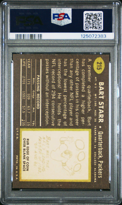 1969 Topps #215 Bart Starr Packers PSA 5