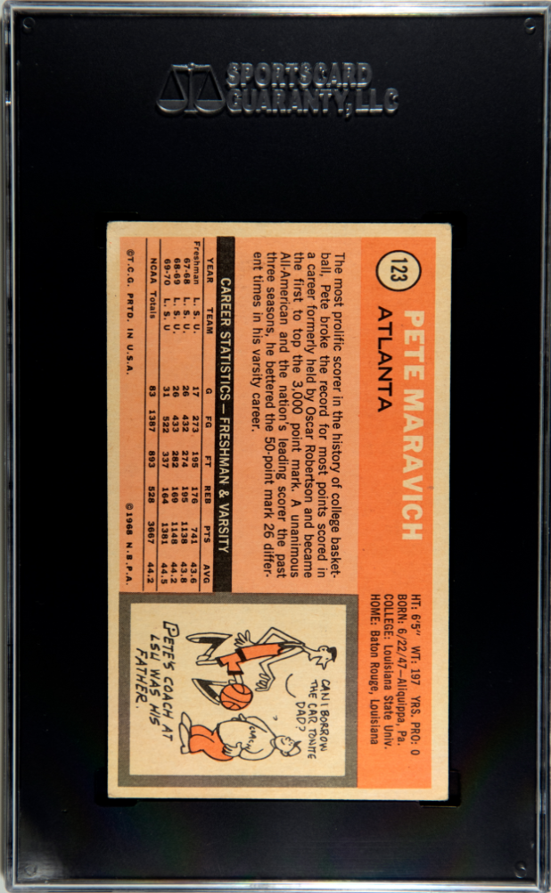 1970 Topps #123 Pete Maravich Rookie HOF Atlanta SGC 3.5