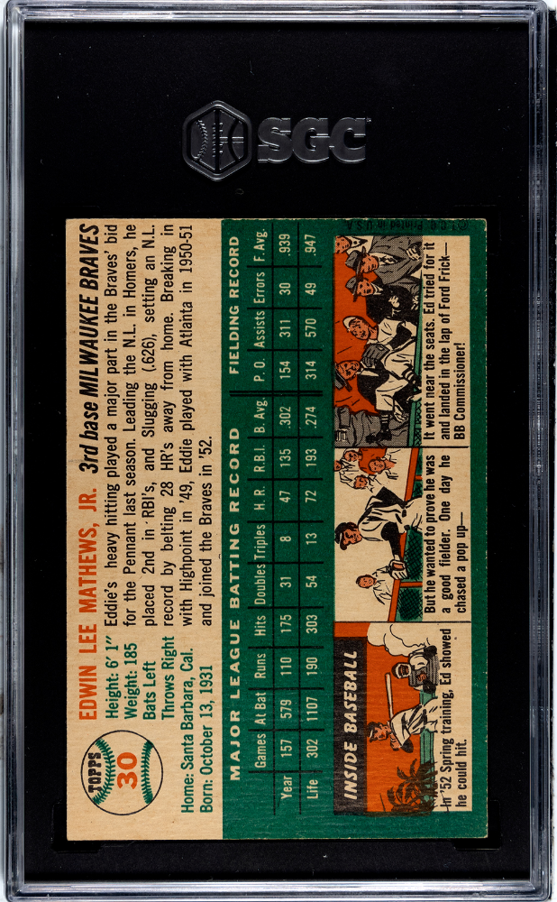 1954 Topps #30 Ed Mathews Braves SGC 5.5