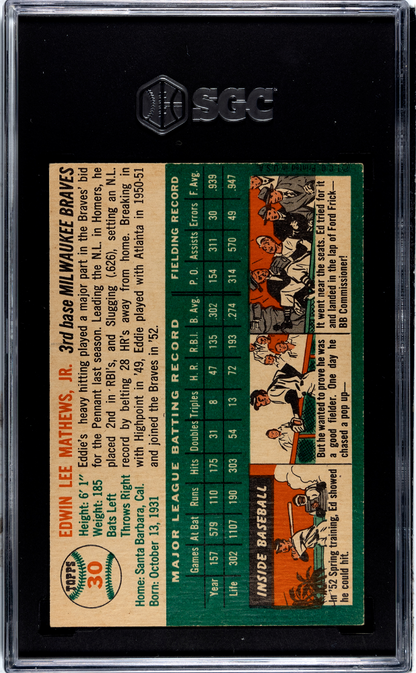 1954 Topps #30 Ed Mathews Braves SGC 5.5