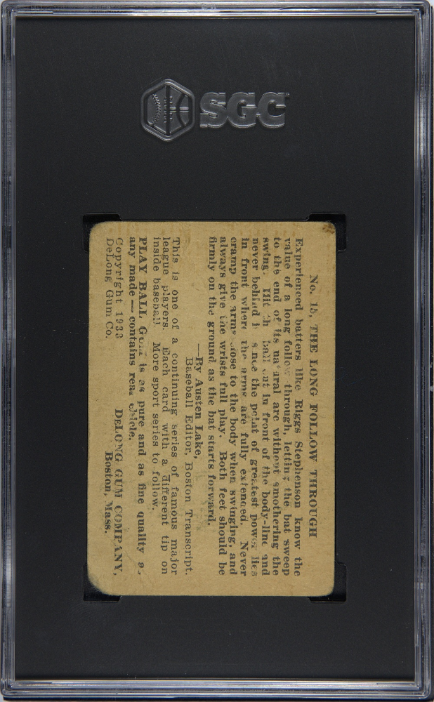 1933 Delong Gum Co. #15 Riggs Stephenson Cubs SGC 1