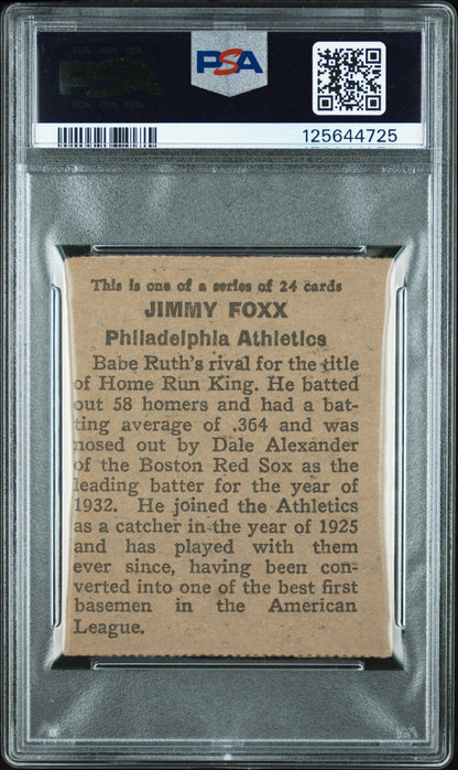 1933 Eclipse Import Jimmie Foxx Athletics PSA Authentic