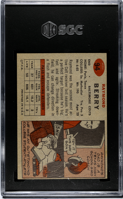 1957 Topps #94 Raymond Berry Rookie HOF Colts SGC 4.5