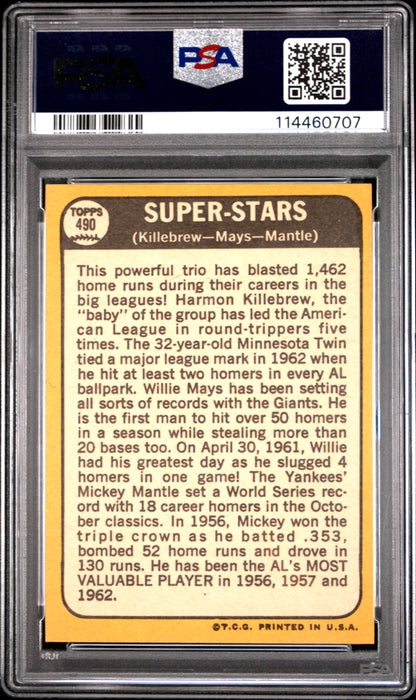 1968 Topps #490 Super Stars with Mickey Mantle PSA 4