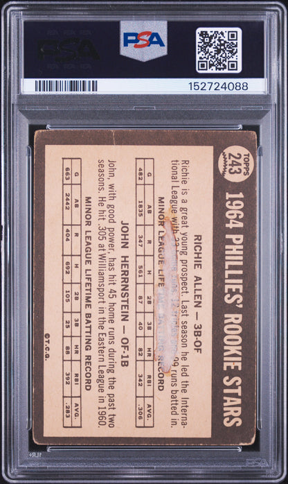 1964 Venezuela Topps #243 Richie Dick Allen Rookie HOF PSA 1 Well Centered