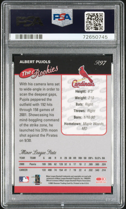 2001 Donruss Rookies #R97 Albert Pujols Rookie Baseball's Best Bronze PSA 9