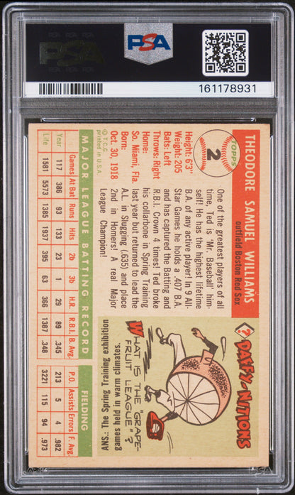 1955 Topps #2 Ted Williams Red Sox PSA 5