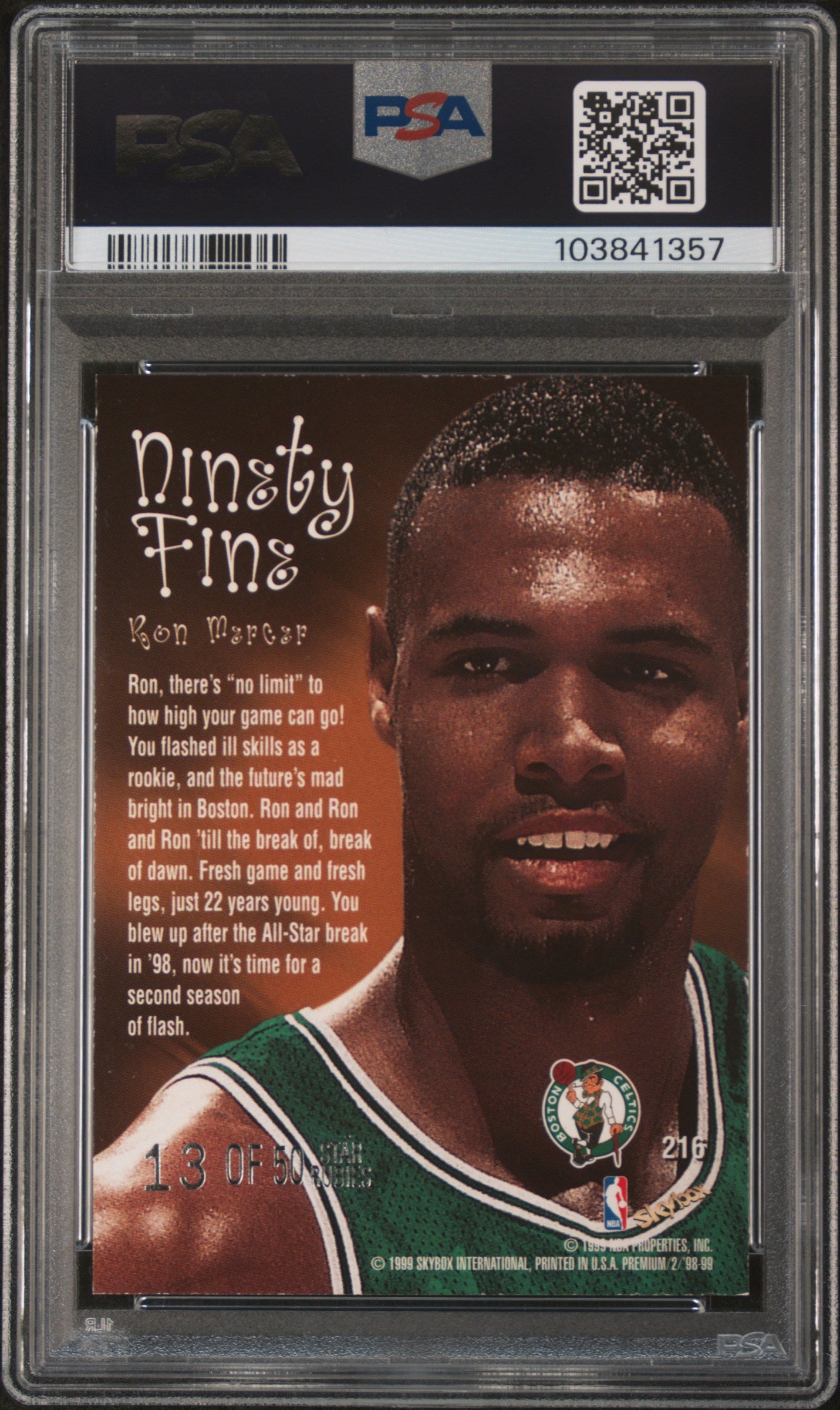 1998 Skybox Premium Star Rubies #216 Ron Mercer /50 PSA 7 pop 3 (0 Higher)