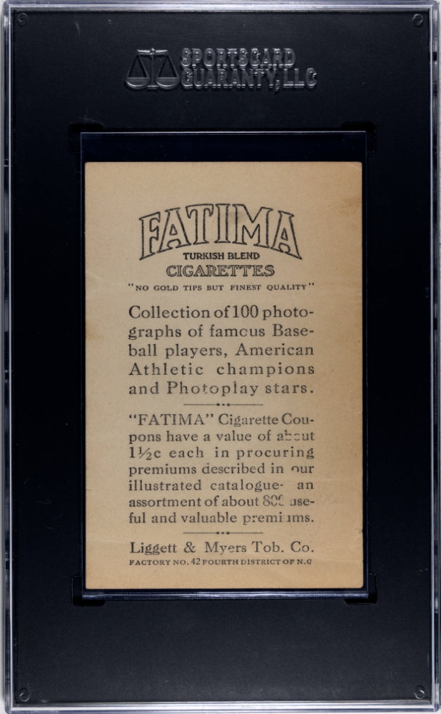 1914 Fatima Cigarettes T222 Walter Johnson Washington SGC Authentic