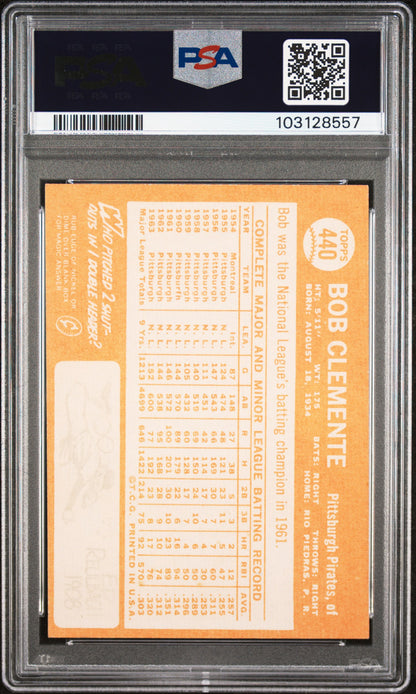 1964 Topps #440 Roberto Clemente Pirates PSA 6