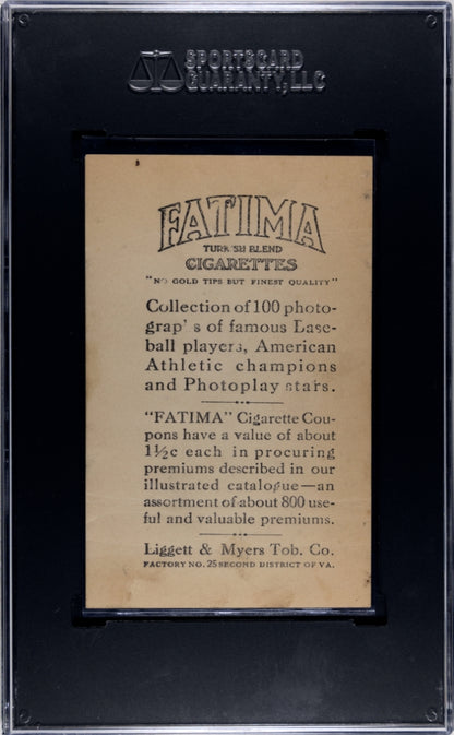 1914 Fatima Cigarettes T222 Art Fletcher New York SGC 1.5