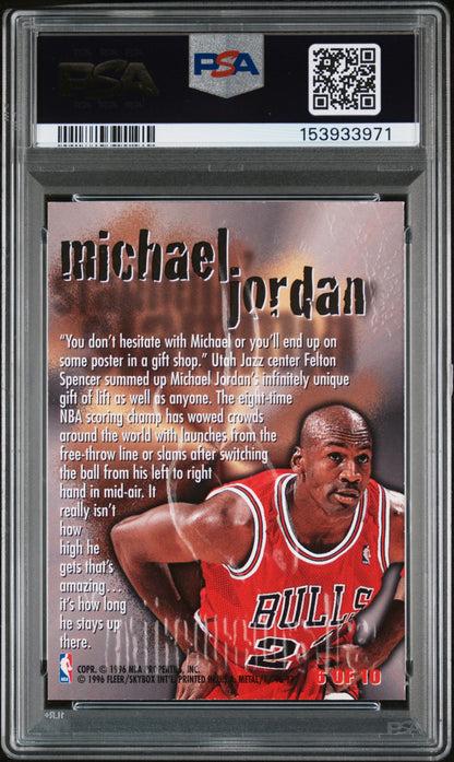1996 Fleer Metal Steel Slammin' #6 Michael Jordan Bulls PSA 8