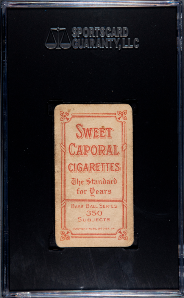 T206 Walter Johnson Portrait Washington SGC 1.5 Sweet Caporal Back