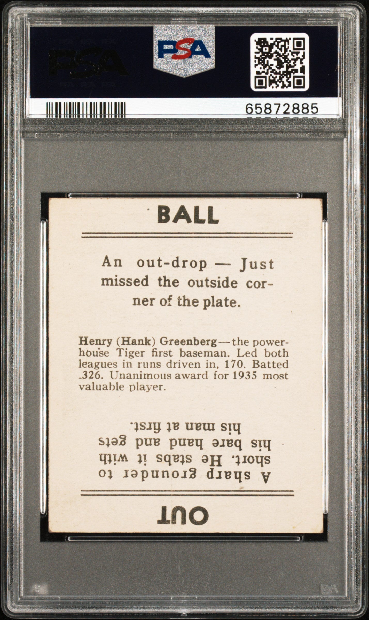 1936 Goudey Hank Greenberg Tigers PSA 4
