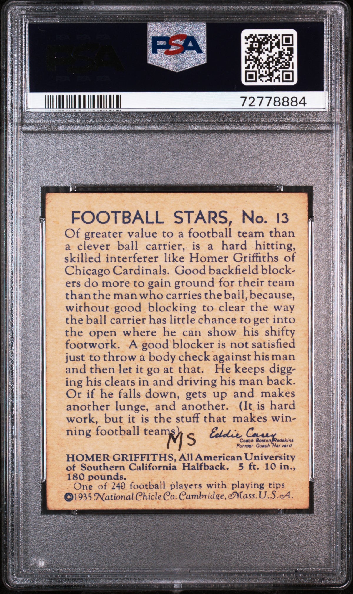 1935 National Chicle #13 Homer Griffiths Cardinals PSA 6 (MK)