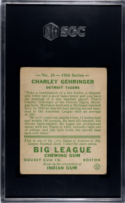 1934 Goudey #23 Charley Gehringer Tigers SGC 3