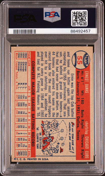 1957 Topps #55 Ernie Banks Cubs PSA 6