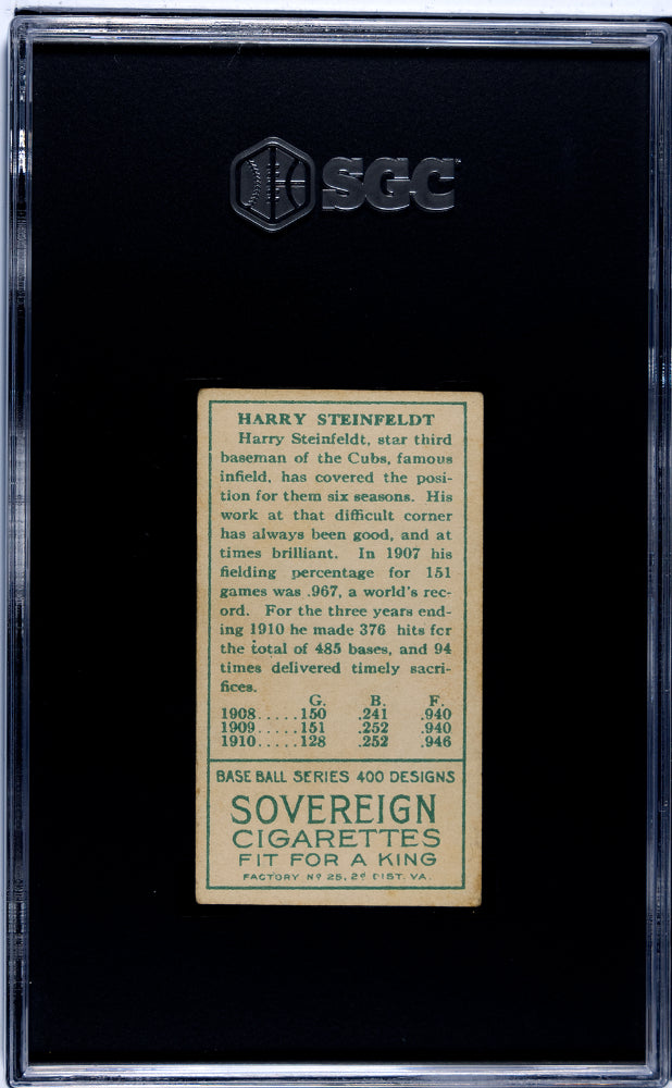 T205 Harry Steinfeldt Cubs Sovereign Back SGC 3