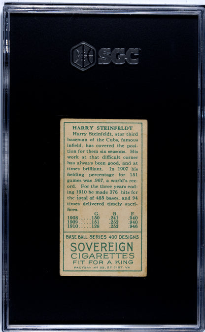 T205 Harry Steinfeldt Cubs Sovereign Back SGC 3
