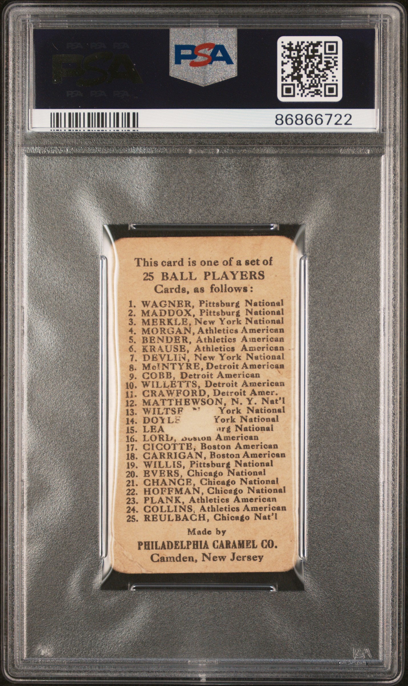 1909 E95 Philadelphia Caramel Ty Cobb PSA 1