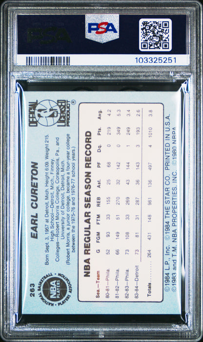 1984 Star #263 Earl Cureton Pistons PSA 6