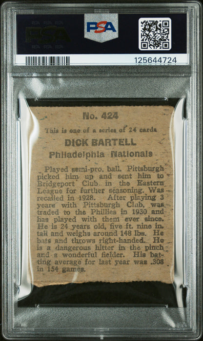 1933 Eclipse Import #424 Dick Bartell Philadelphia PSA 2