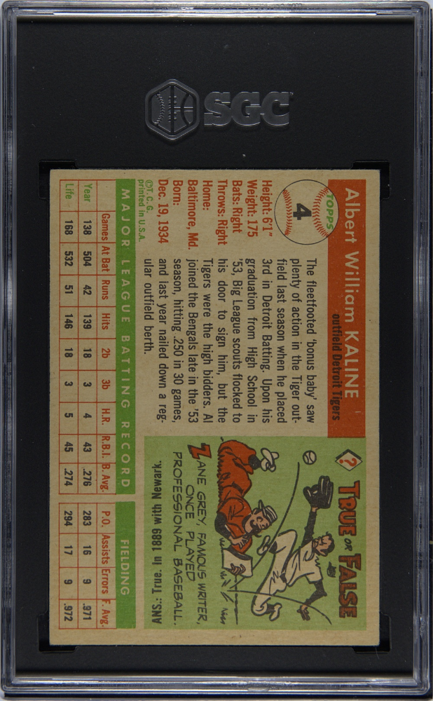 1955 Topps #4 Al Kaline Tigers SGC 6