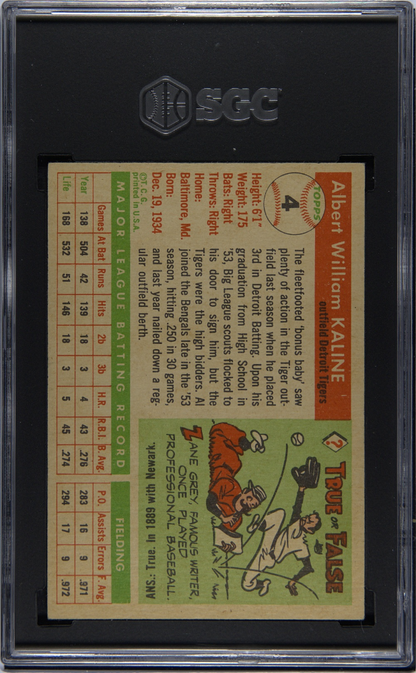 1955 Topps #4 Al Kaline Tigers SGC 6