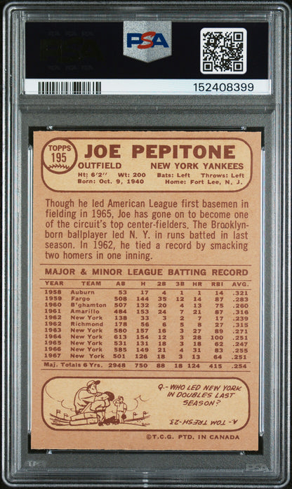1968 OPC O-Pee-Chee #195 Joe Pepitone Yankees PSA 6