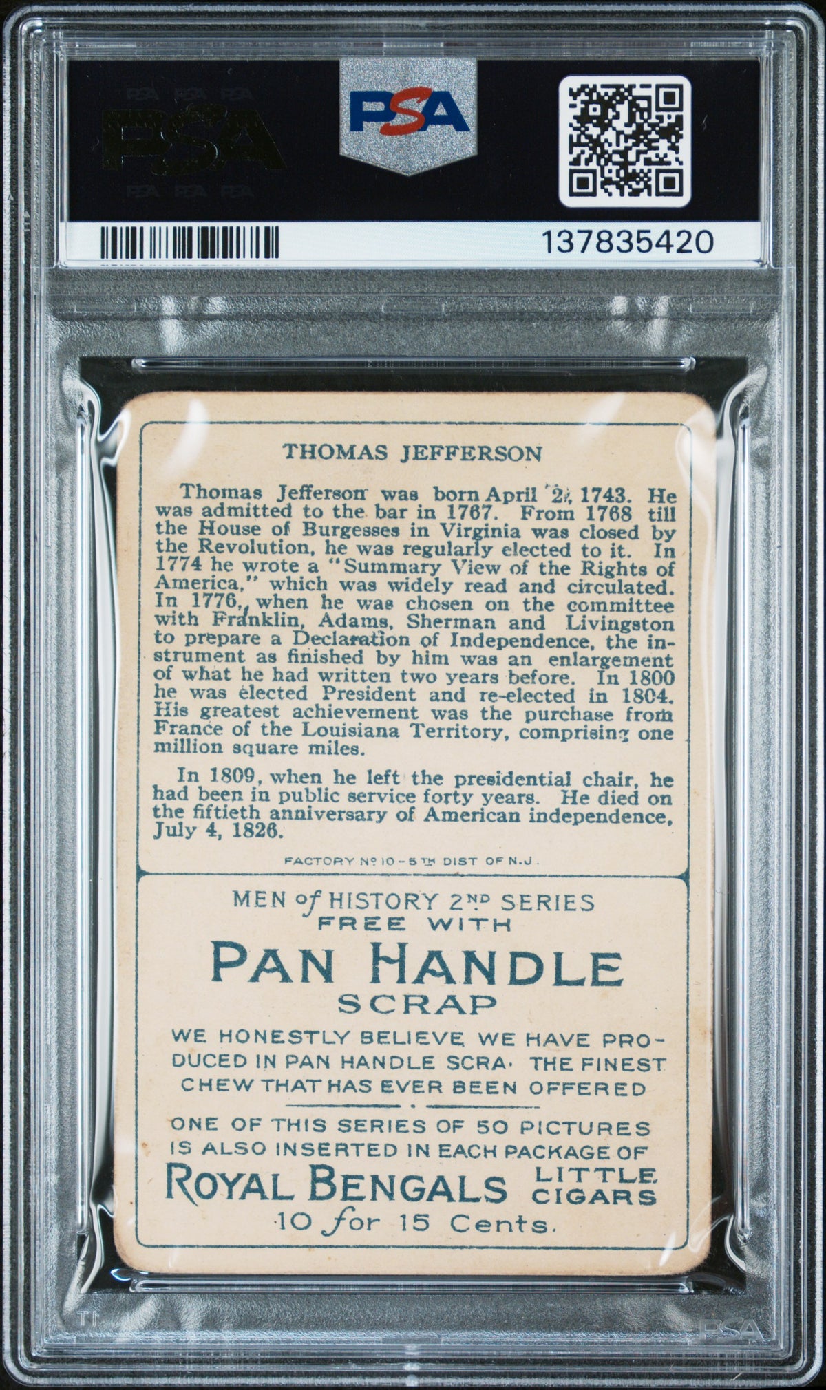 1911 T68 Men Of History Pres. T. Jefferson PSA 2