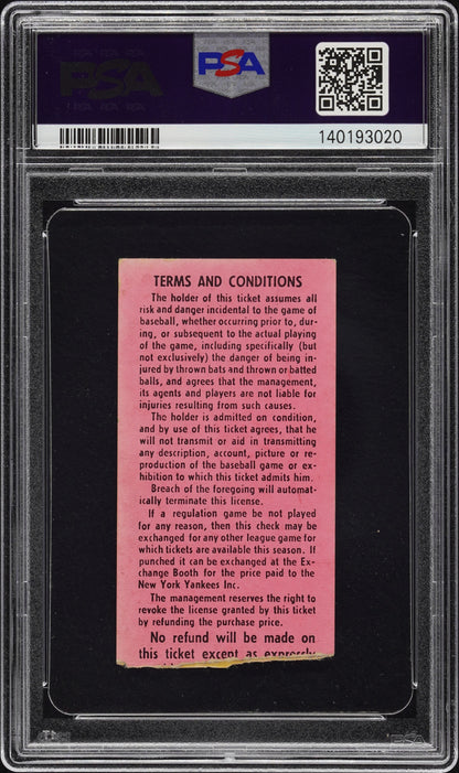 1967 New York Yankees Mickey Mantle 500th Home Run Ticket Stub PSA 4