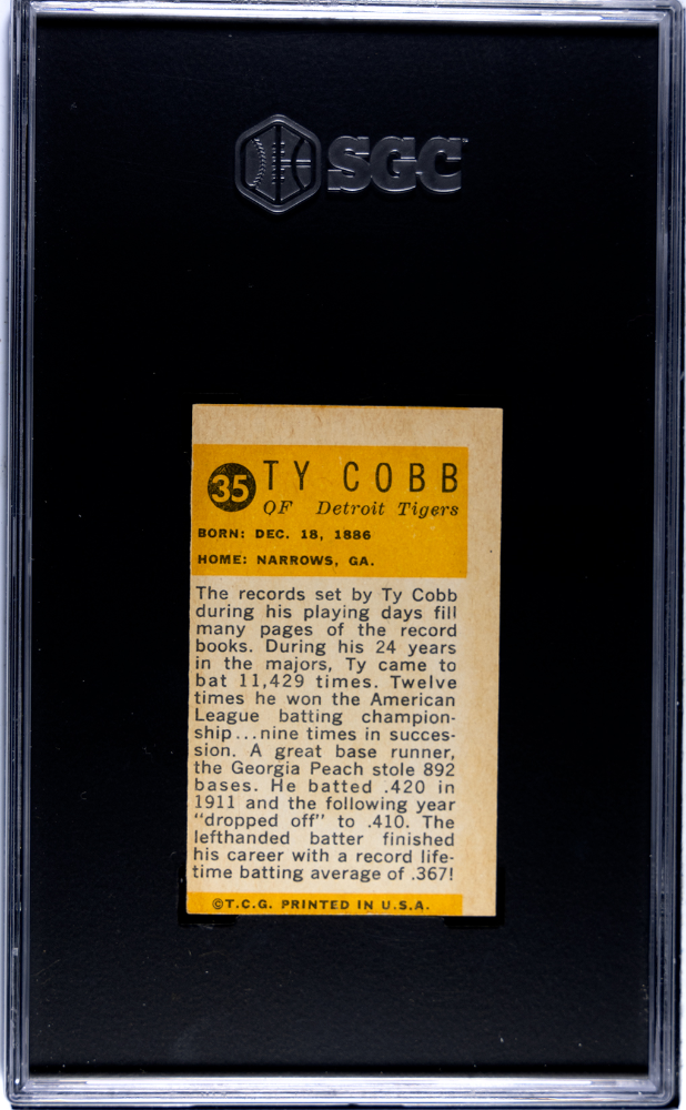 1963 Bazooka Greats #35 Ty Cobb Tigers SGC 3