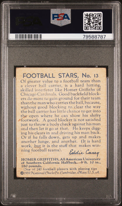 1935 National Chicle #13 Homer Griffiths Cardinals PSA 2 (MK)