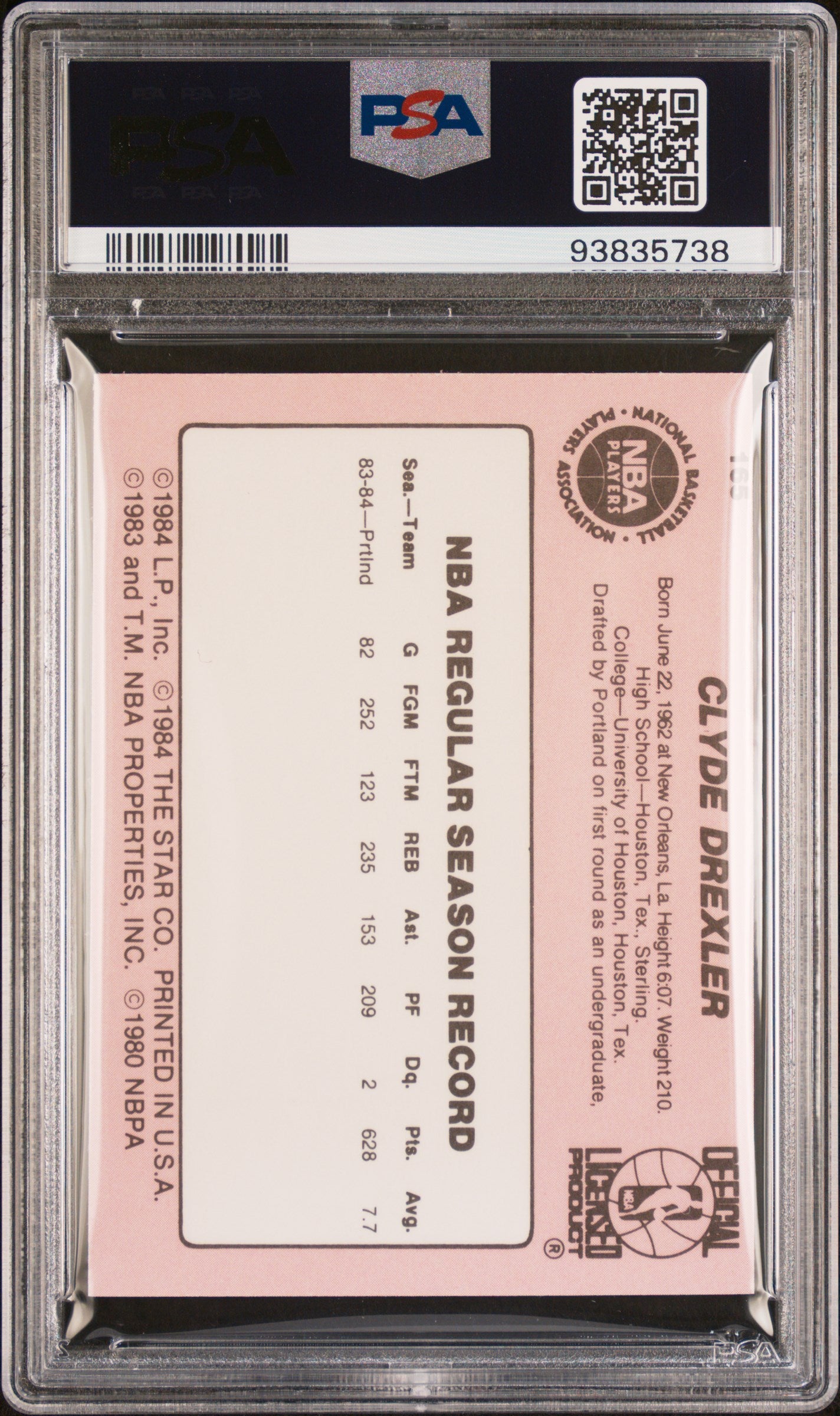 1984 Star #165 Clyde Drexler Trailblazers PSA 8