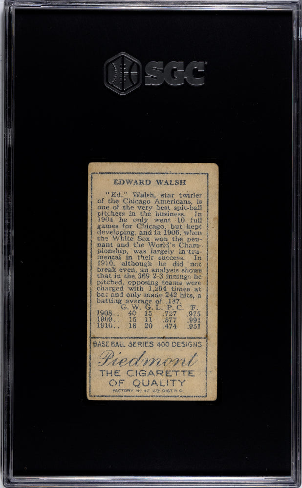 T205 Ed Walsh White Sox SGC 4 Piedmont Back Well Centered