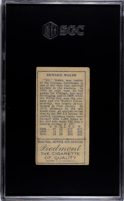 T205 Ed Walsh White Sox SGC 4 Piedmont Back Well Centered