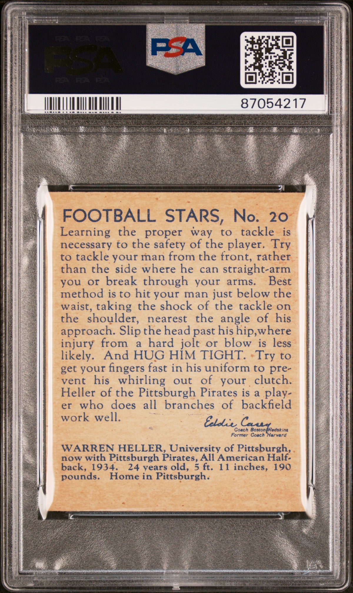 1935 National Chicle #20 Warren Heller Pirates PSA 6