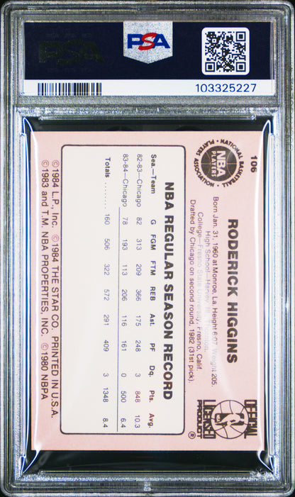 1984 Star #106 Rod Higgins Bulls PSA 6