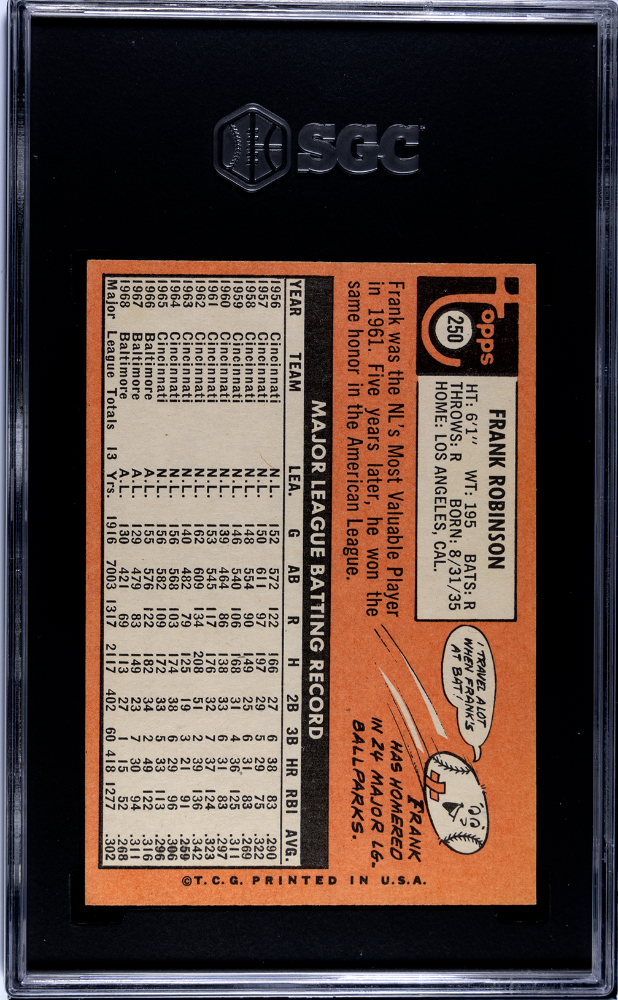 1969 Topps #250 Frank Robinson Orioles SGC 7